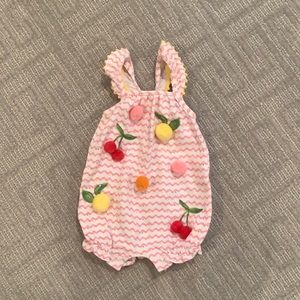 Mud pie. Pink and white striped romper.